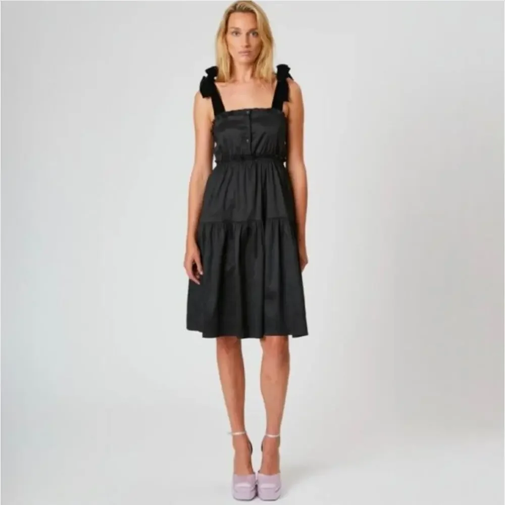 The Shirt Rochelle Behrens Veronica Taffeta Babydoll Dress size M Black - Picture 9 of 11